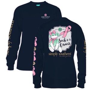 NWT Simply Southern Sock it to Cancer Long Sleeve